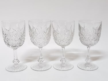 (4) Baccarat France Crystal "Colbert" Wine Glasses
