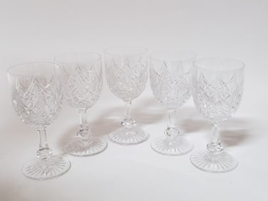(5) Baccarat France Crystal "Colbert" Wine Glasses