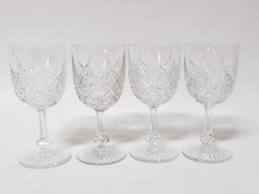 (4) Baccarat France Crystal "Colbert" Wine Glasses