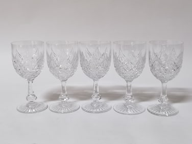 (5) Baccarat France Crystal "Colbert" Wine Glasses
