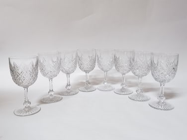 (8) Baccarat France Crystal "Colbert" Wine Glasses