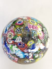 Vintage Murano Italy Millefiori Glass Paperweight