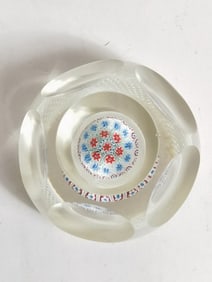 Vintage Murano Italy Millefiori Faceted Glass Pape