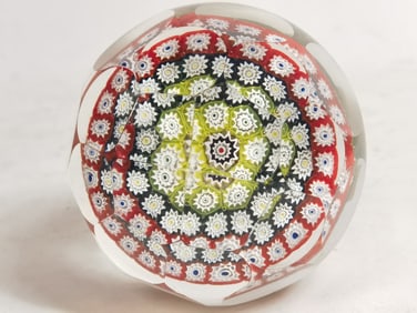 Vintage Murano Italy Millefiori Faceted Glass Pape