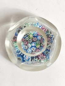 Vintage Murano Italy Millefiori Faceted Glass Papt