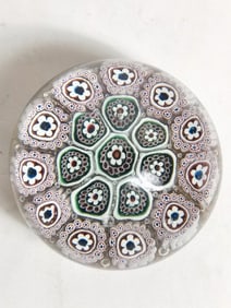 Vintage Murano Italy Millefiori Glass Paperweight