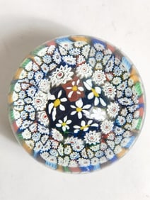 Vintage Murano Italy Millefiori Glass Paperweight