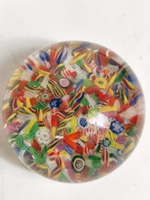 Vintage Murano Italy Millefiori Glass Paperweight