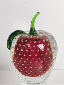 Vintage Murano Italy Controlled Bubble Apple Glass