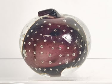 Vintage Murano Italy Controlled Bubble Apple Glass