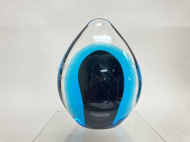 FM Ronneby Sweden M. 388 Sommerso Glass Paperweigh