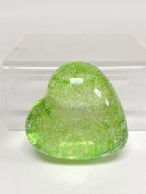 RHAG Green Iridescent Heart Glass Paperweight