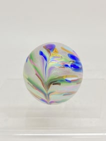 2005 GES Iridescent Frosted Swirl Glass Paperweigh