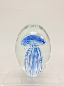 Dynasty Gallery Blue Jelly Fish Glass Paperweight