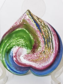 Unmarked Swirl Glass Heart Paperweight