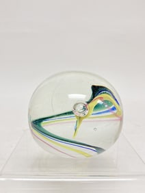 Unmarked Color Swirl Bubble Glass Paperweight