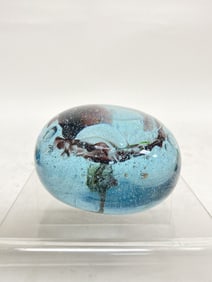 Unmarked Amethyst Swirl Blue Glass Paperweight