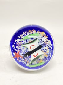 Unmarked Flying Fish Glass Paperweight