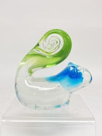 Unmarked Blue/Green Glass Squirrel Paperweight