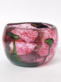 Vintage Murano Italy Pink Splatter Art Glass Bowl