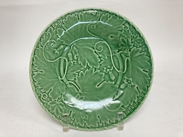 Vintage Bordallo Pinheiro Porcelain Vine Leaf Plat