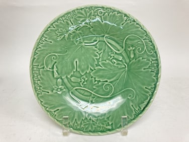 Vintage Bordallo Pinheiro Porcelain Vine Leaf Plat