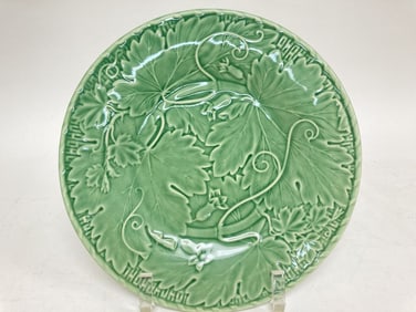 Vintage Bordallo Pinheiro Porcelain Vine Leaf Plat