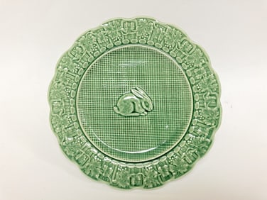 Bordallo Pinheiro Porcelain Rabbit Green Pedestal