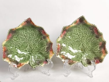 Pr. of Vintage Bordallo Pinheiro Porcelain Maple s