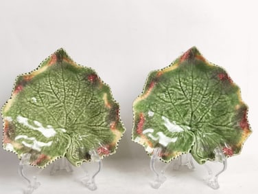 Pr. of Vintage Bordallo Pinheiro Porcelain Maple s