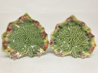 Pr. of Vintage Bordallo Pinheiro Porcelain Maple L