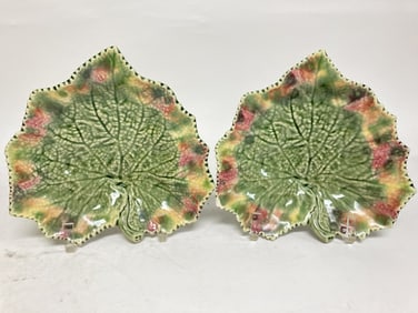 Pr. of Vintage Bordallo Pinheiro Porcelain Maple L