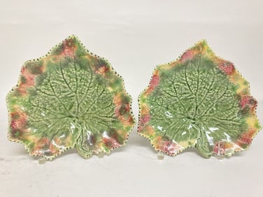 Pr. of Vintage Bordallo Pinheiro Porcelain Maple