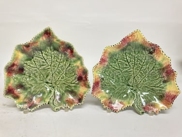 Pr. of Vintage Bordallo Pinheiro Porcelain Maple