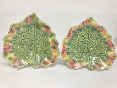 Pr. of Vintage Bordallo Pinheiro Porcelain Maple