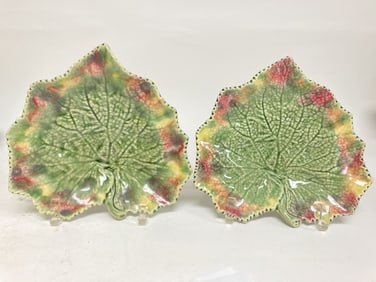 Pr. of Vintage Bordallo Pinheiro Porcelain Maple