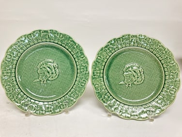 Pr. of Bordallo Pinheiro Porcelain Turkey Plates