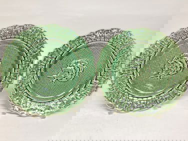 Pr. of Bordallo Pinheiro Porcelain Turkey Plates