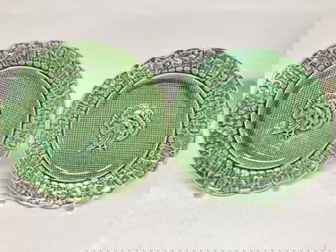 Pr. of Bordallo Pinheiro Porcelain Turkey Plates