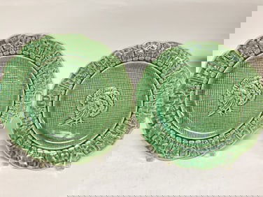 Pr. of Bordallo Pinheiro Porcelain Turkey Plates