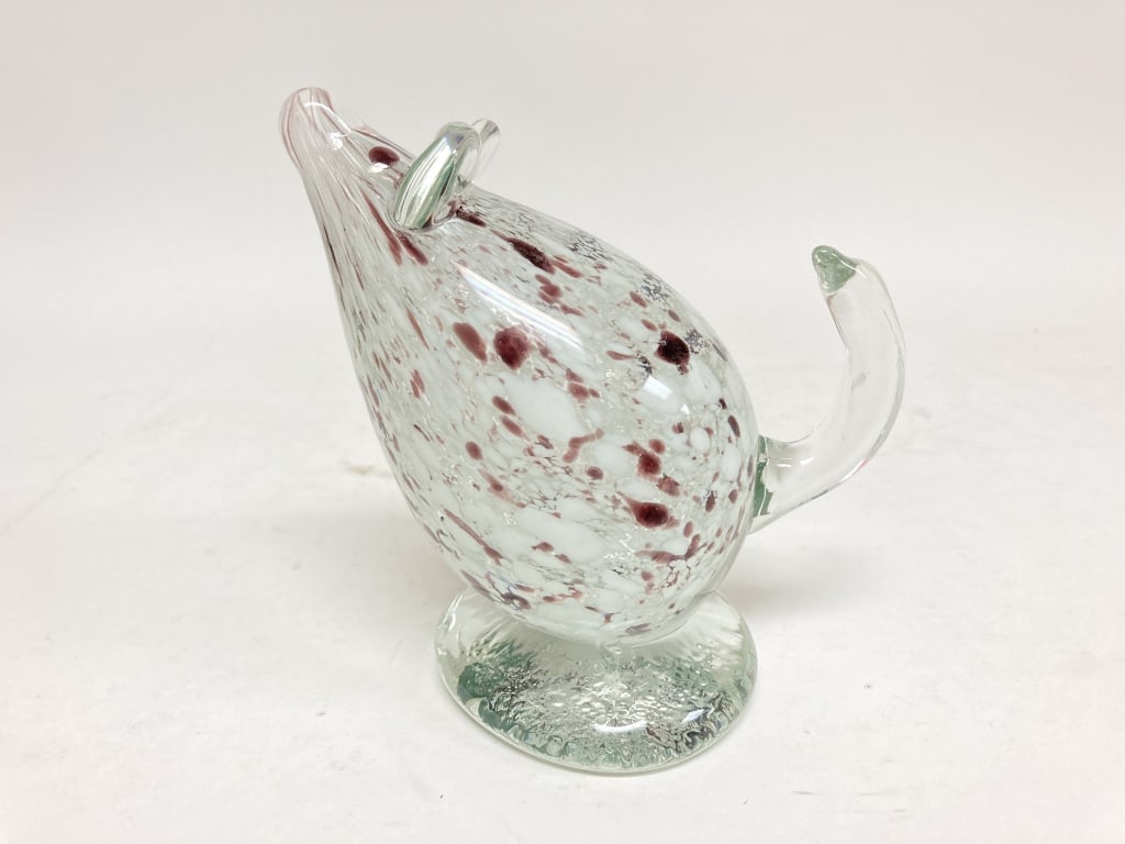Vintage Murano Italy Splatter Glass Mouse: Vintage Murano Italy Splatter Glass Mouse, 4.75in by 4 5/8in