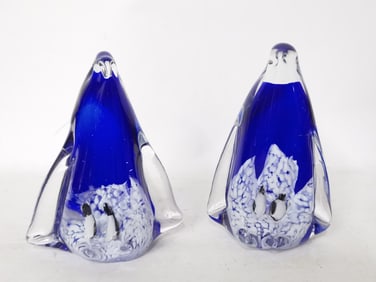 Pr. of Vintage Murano Italy Art Glass Penguins
