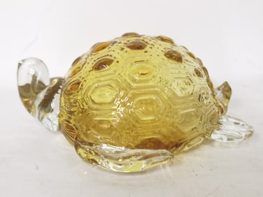 Vintage Murano Italy Amber Glass Turtle