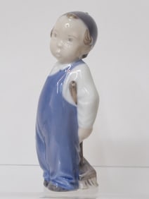 Royal Copenhagen Porcelain Boy with Broom Figurine