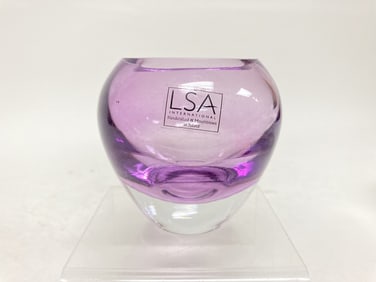 LSA Poland Mouthblown Amethyst Crystal Vase