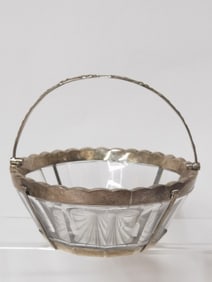 Vintage Sterling Silver Overlay Crystal Basket Bow