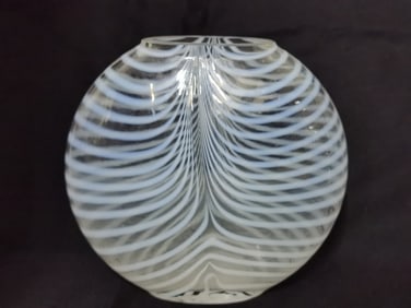 Vintage Kosta Boda Pillow Zebra Glass Vase
