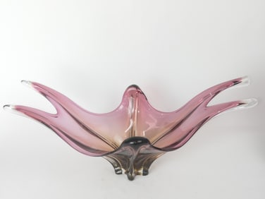 Large Vintage Murano Italy Amethyst Glass Centerpi