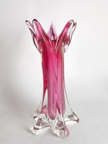 Vintage Murano Italy Fratelli Toso Pink Glass Vase