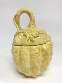 Este Italy Majolica Porcelain Yellow Pumpkin Jar